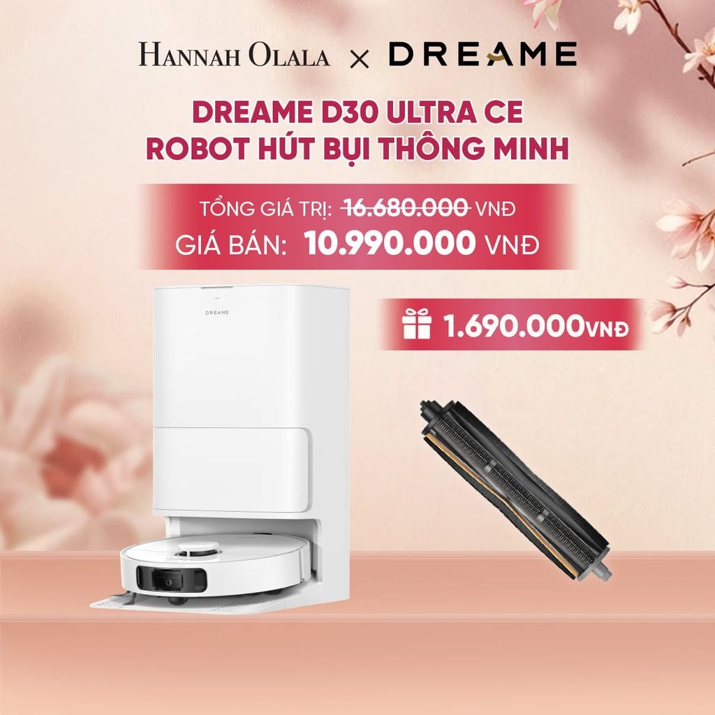  DREAME D30 ULTRA CE ROBOT HÚT BỤI THÔNG MINH - LỰC HÚT 25.000PA - SẤY KHÔ GIẺ LAU KHÍ NÓNG - BH 24 THÁNG - A1451 