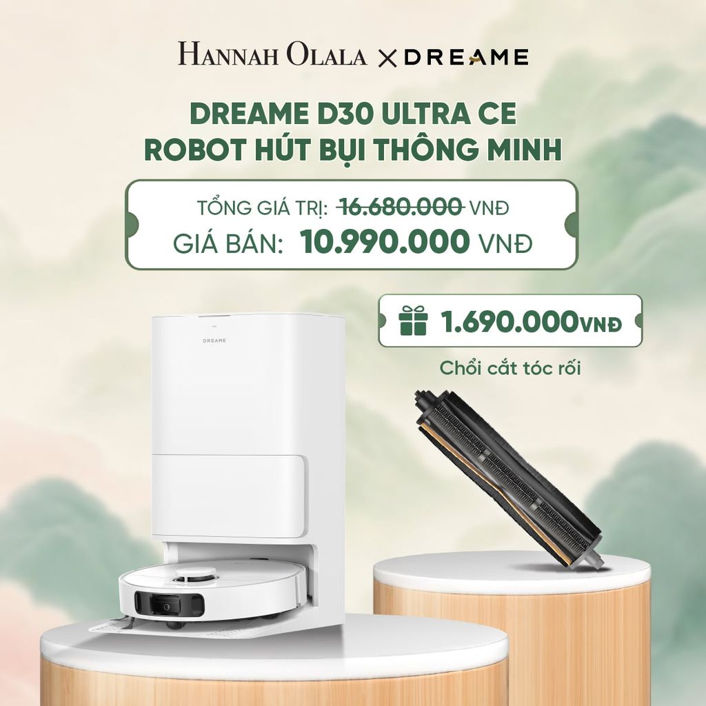  DREAME D30 ULTRA CE ROBOT HÚT BỤI THÔNG MINH - LỰC HÚT 25.000PA - SẤY KHÔ GIẺ LAU KHÍ NÓNG - BH 24 THÁNG - A1788 