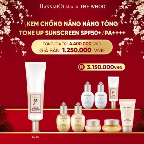  DEAL 14: BỘ KEM CHỐNG NẮNG NÂNG TÔNG WHOO SEOL RADIANT WHITE TONE UP SUNSCREEN SPF50+/PA++++ 50ML 