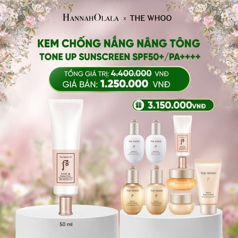  DEAL 14: BỘ KEM CHỐNG NẮNG NÂNG TÔNG WHOO SEOL RADIANT WHITE TONE UP SUNSCREEN SPF50+/PA++++ 50ML 