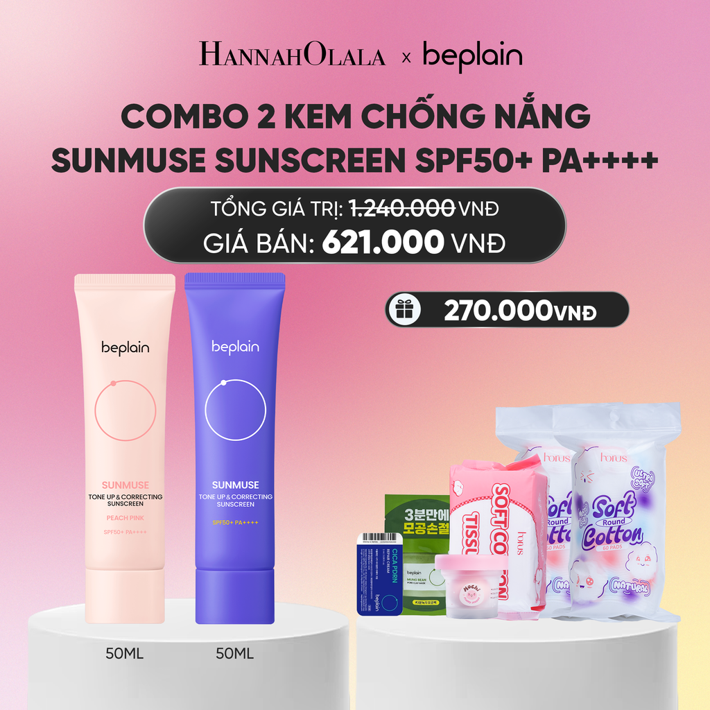  COMBO 2 KCN: BEPLAIN KEM CHỐNG NẮNG SUNMUSE SUNSCREEN 50ML BẤT KỲ_A2157 