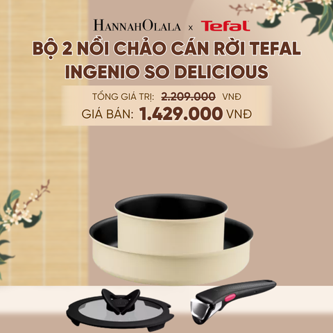  [MỚI] BỘ 2 NỒI CHẢO CÁN RỜI TEFAL INGENIO SO DELICIOUS, QUÁNH 16CM/ CHIÊN 24CM, NẮP 16CM - A618 
