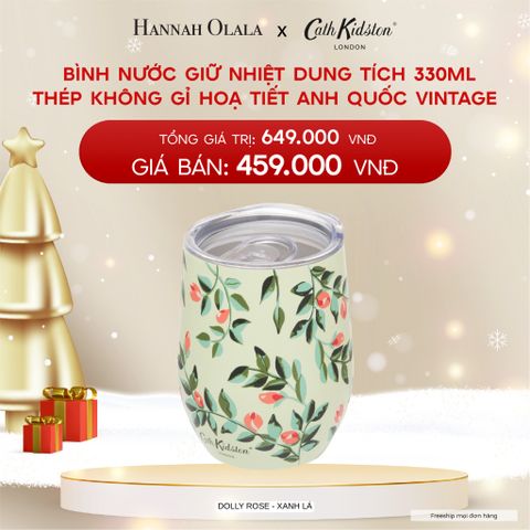  A439_DEAL 13: BÌNH NƯỚC GIỮ NHIỆT CATH KIDSTON DUNG TÍCH 330ML THÉP KHÔNG GỈ HOẠ TIẾT ANH QUỐC VINTAGE 