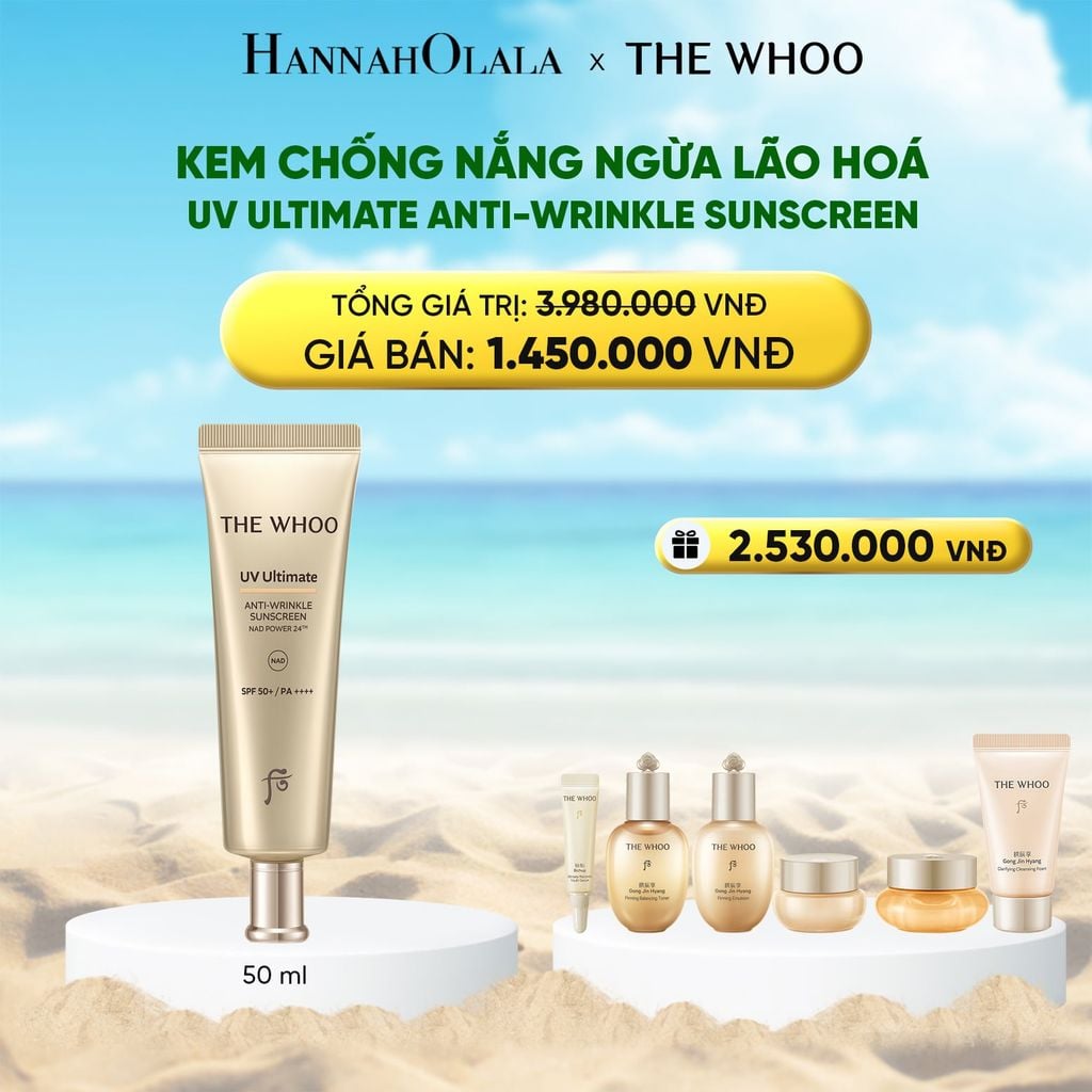  DEAL 13: KEM CHỐNG NẮNG NGỪA LÃO HOÁ THE WHOO UV ULTIMATE ANTI-WRINKLE SUNSCREEN 50ML 