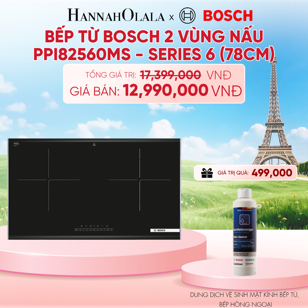  BẾP TỪ BOSCH 2 VÙNG NẤU PPI82560MS - SERIES 6 (78CM) - B194 