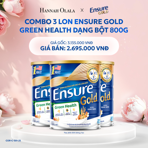  E202: COMBO 3 LON ENSURE GOLD DẠNG BỘT 800G (GREEN HEALTH) 
