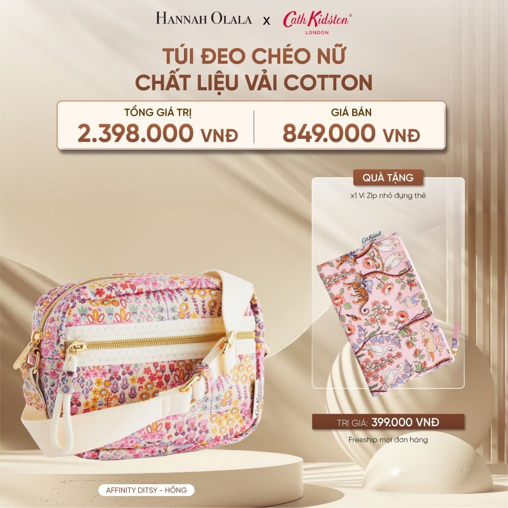  DEAL 13: TÚI ĐEO CHÉO NỮ CATH KIDSTON CHẤT LIỆU VẢI COTTON 