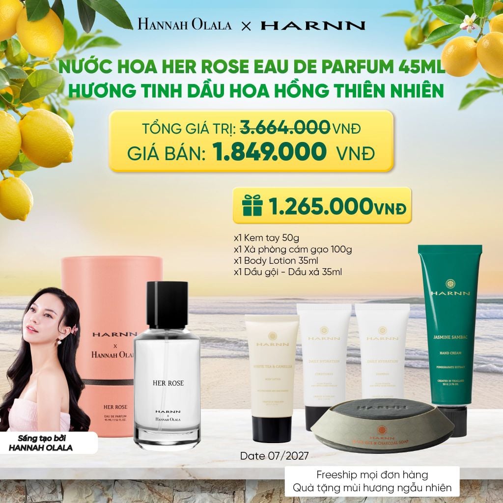  [ĐỘC QUYỀN HARNN x HANNAH OLALA] NƯỚC HOA HER ROSE EAU DE PARFUM 45ML HƯƠNG TINH DẦU HOA HỒNG THIÊN NHIÊN 