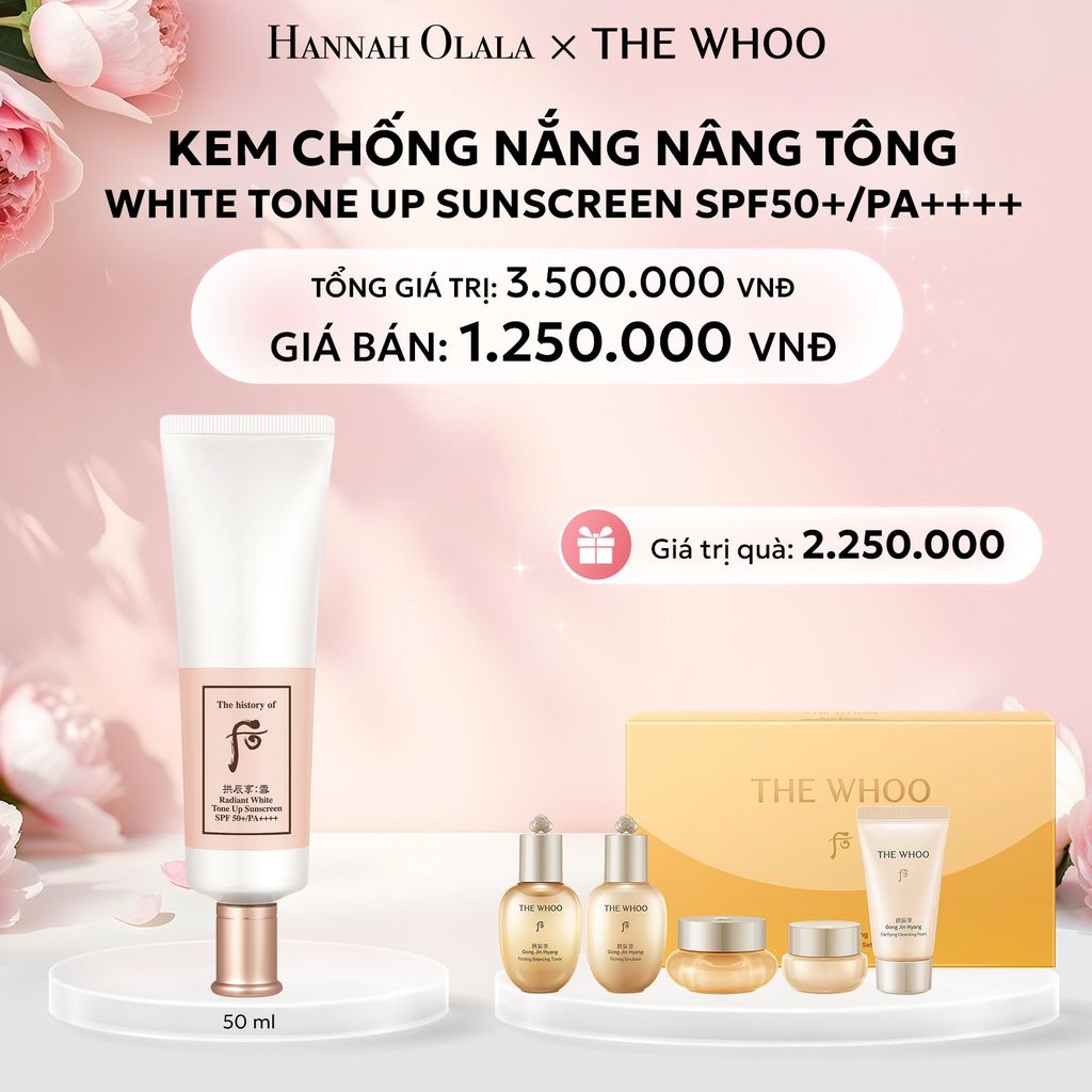 E229: DEAL 13: KEM CHỐNG NẮNG NÂNG TÔNG WHOO SEOL RADIANT WHITE TONE UP SUNSCREEN SPF50+/PA++++ 50ML - [GIAO HÀNG TỪ 03/10] 