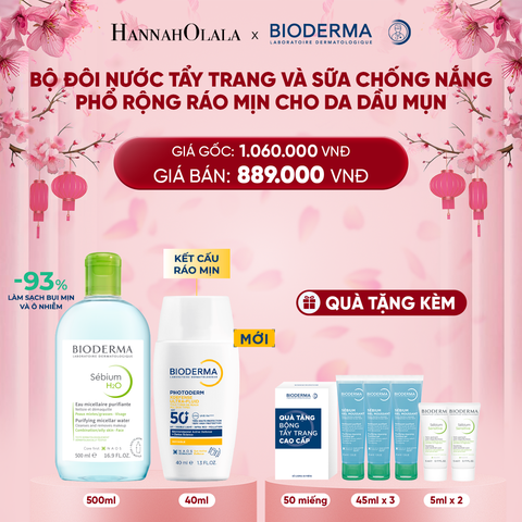  A52_DEAL 12: BỘ ĐÔI NƯỚC TẨY TRANG VÀ SỮA CHỐNG NẮNG PHỔ RỘNG RÁO MỊN CHO MỌI LOẠI DA 