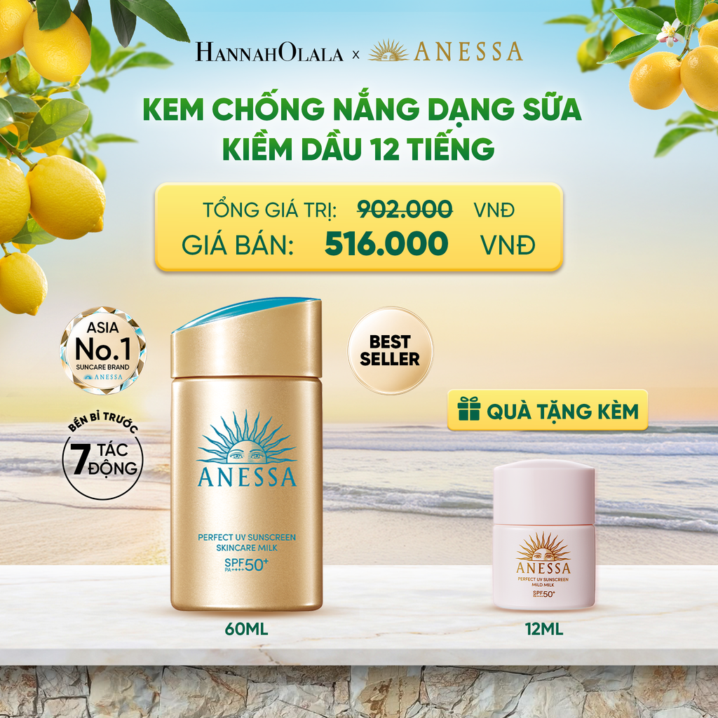  SỮA CHỐNG NẮNG DƯỠNG DA KIỀM DẦU BẢO VỆ HOÀN HẢO ANESSA GOLD MILK SPF50+ PA++++ 60ML - DEAL 17 