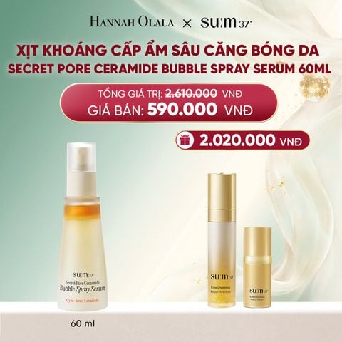  DEAL 40: XỊT KHOÁNG CẤP ẨM SÂU CĂNG BÓNG DA SU:M37 SECRET PORE CERAMIDE BUBBLE SPRAY SERUM 60ML 