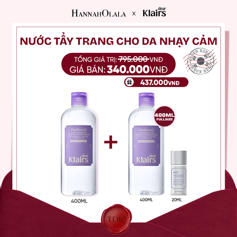  DEAR KLAIRS NƯỚC TẨY TRANG SUPPLE PREPARATION UNSCENTED CLEANSING WATER 400ML (IP04)_M73 