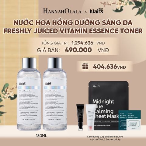  COMBO 2 DEAR, KLAIRS NƯỚC HOA HỒNG FRESHLY JUICED VITAMIN ESSENCE TONER 180ML (IP04) - A1665 