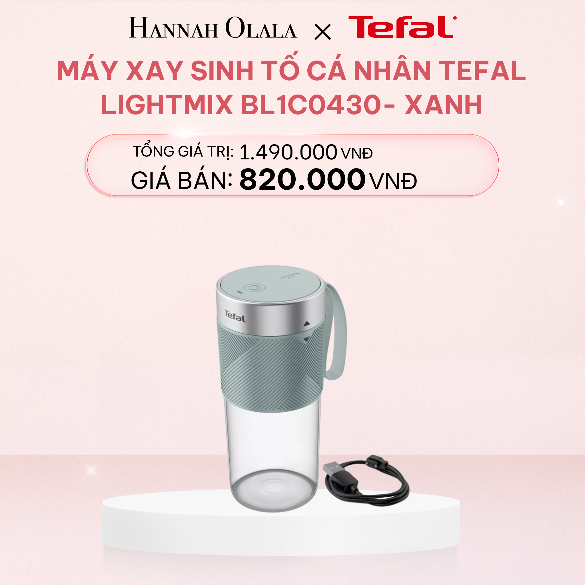  E79_DEAL 7: MÁY XAY SINH TỐ CÁ NHÂN TEFAL LIGHTMIX BL1C0430- XANH 