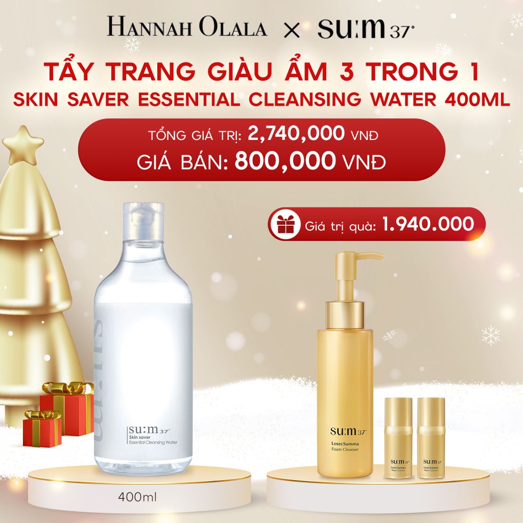  A318_DEAL 13: TẨY TRANG GIÀU ẨM 3 TRONG 1 SU:M37 SKIN SAVER ESSENTIAL CLEANSING WATER 400ML 