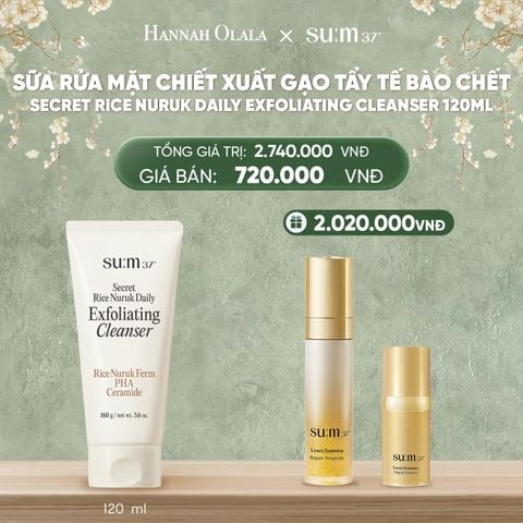  DEAL38: SỮA RỬA MẶT CHIẾT XUẤT GẠO TẨY TẾ BÀO CHẾT SU:M37 SECRET RICE NURUK DAILY EXFOLIATING CLEANSER 160G 