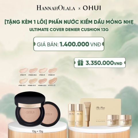  [TẶNG KÈM 1 LÕI] PHẤN NƯỚC KIỀM DẦU MỎNG NHẸ OHUI ULTIMATE COVER DENIER CUSHION 13G - A1003 