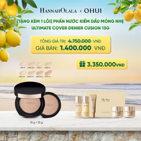 [TẶNG KÈM 1 LÕI] PHẤN NƯỚC KIỀM DẦU MỎNG NHẸ OHUI ULTIMATE COVER DENIER CUSHION 13G - A61 