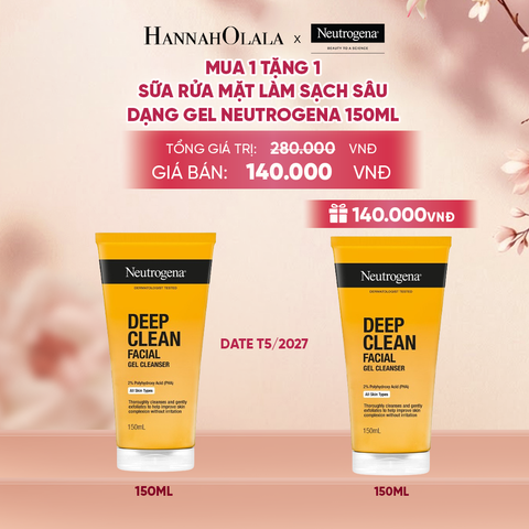  MUA 1 TẶNG 1 SỮA RỬA MẶT NEUTROGENA SẠCH SÂU CHO DA NHẠY CẢM DEEP CLEAN FACIAL GEL CLEANSER 150ML (HSD: 31/05/2027) - A52 