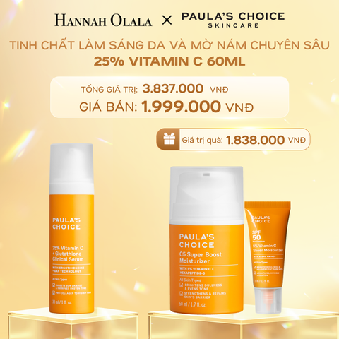  DEAL 9: TINH CHẤT LÀM SÁNG DA VÀ MỜ NÁM CHUYÊN SÂU VỚI 25% VITAMIN C 25% VITAMIN C + GLUTATHIONE CLINICAL SERUM 30ML 