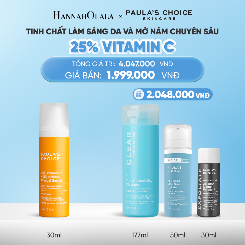  DEAL 6: TINH CHẤT LÀM SÁNG DA VÀ MỜ NÁM CHUYÊN SÂU VỚI 25% VITAMIN C 25% VITAMIN C + GLUTATHIONE CLINICAL SERUM 30ML 