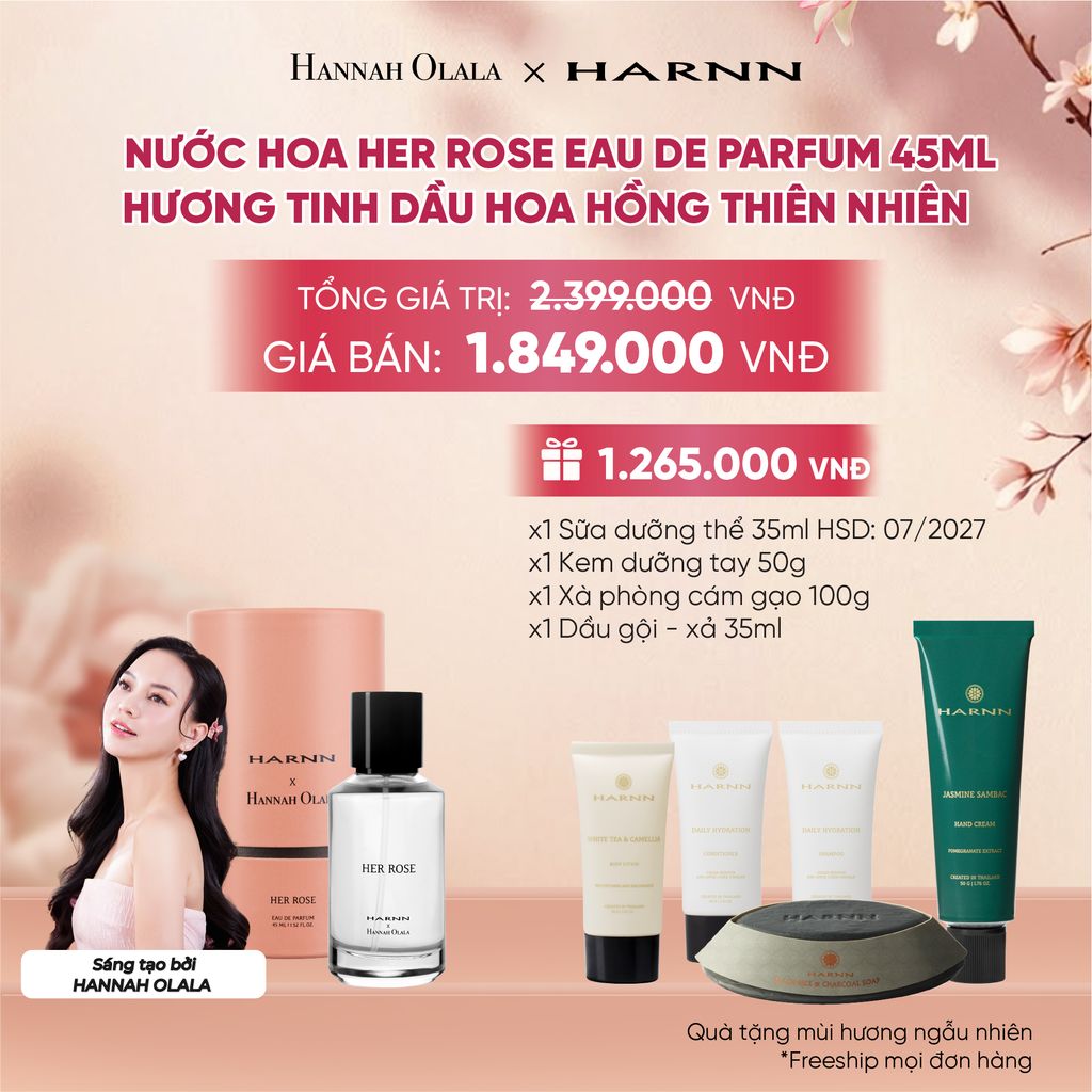  [ĐỘC QUYỀN HARNN X HANNAH OLALA] NƯỚC HOA HER ROSE EAU DE PARFUM 45ML HƯƠNG TINH DẦU HOA HỒNG THIÊN NHIÊN - A1399 