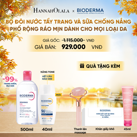  BỘ ĐÔI NƯỚC TẨY TRANG VÀ SỮA CHỐNG NẮNG PHỔ RỘNG RÁO MỊN CHO MỌI LOẠI DA (CHỌN MÀU) - E749 