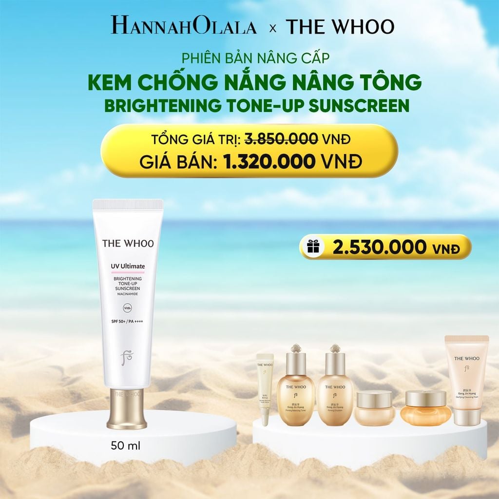  DEAL 14: PHIÊN BẢN NÂNG CẤP - KEM CHỐNG NẮNG NÂNG TÔNG THE WHOO UV ULTIMATE BRIGHTENING TONE-UP SUNSCREEN 50ML 