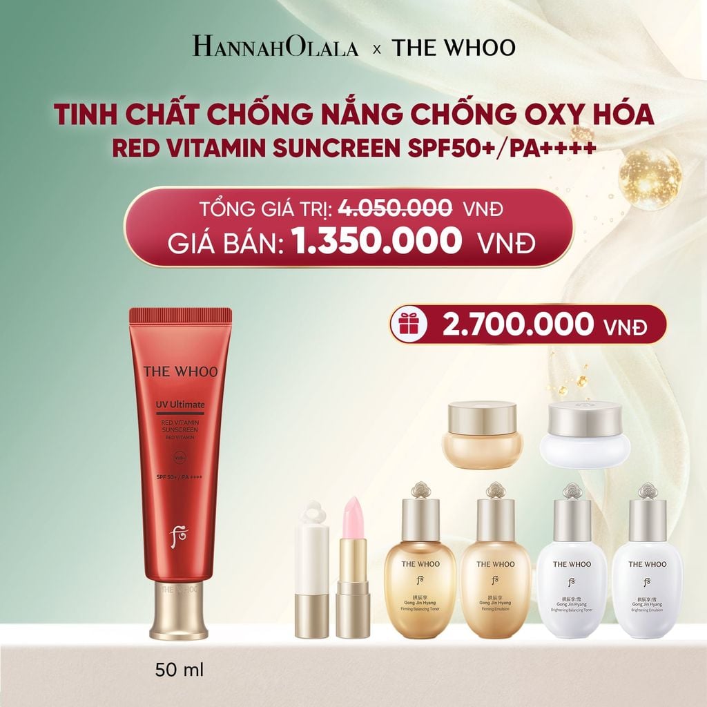  DEAL 14: TINH CHẤT CHỐNG NẮNG CHỐNG OXY HÓA THE WHOO RED VITAMIN SUNCREEN SPF50+/PA++++ 50ML 