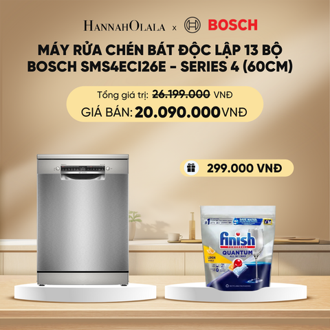  DEAL 14: MÁY RỬA CHÉN BÁT ĐỘC LẬP 13 BỘ BOSCH SMS4ECI26E - SERIES 4 (60CM) 