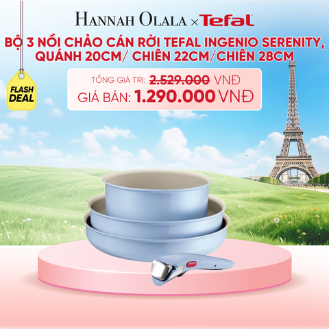  BỘ 3 NỒI CHẢO CÁN RỜI TEFAL INGENIO SERENITY, QUÁNH 20CM/ CHIÊN 22CM/CHIÊN 28CM - B249 