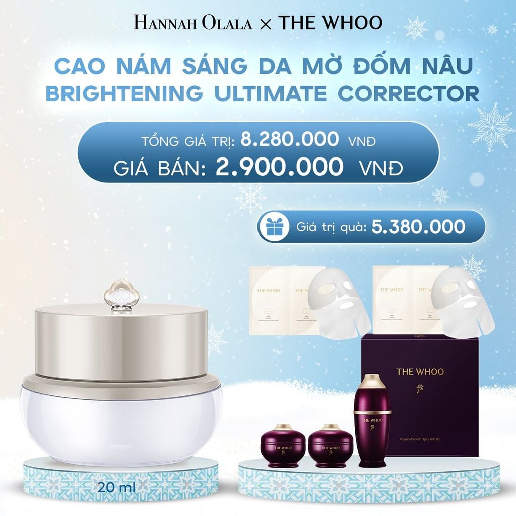  DEAL 14: CAO NÁM SÁNG DA MỜ ĐỐM NÂU THE WHOO GONGJINHYANG BRIGHT ULTIMATE CORRECTOR 20ML 