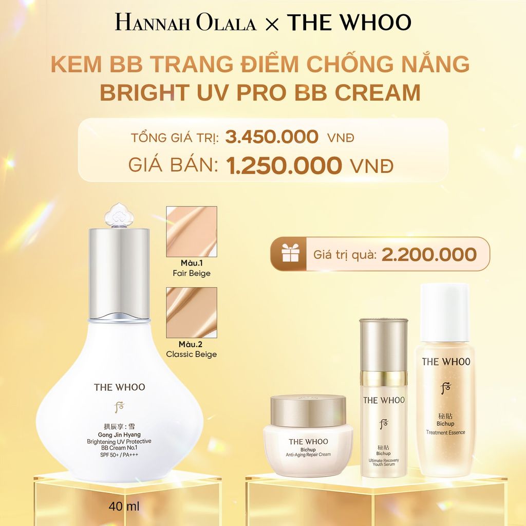  C659_DEAL 14: PHIÊN BẢN 2025 - KEM BB TRANG ĐIỂM CHỐNG NẮNG WHOO SEOL BRIGHT UV PRO BB CREAM 40ML 
