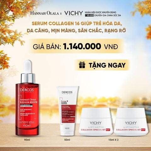  SERUM VICHY DERCOS TĂNG MẬT ĐỘ TÓC, GIẢM RỤNG TÓC, LÀM DÀY TÓC HIỆU QUẢ 90ML - DÀNH CHO TÓC MỎNG, THƯA, YẾU - E638 
