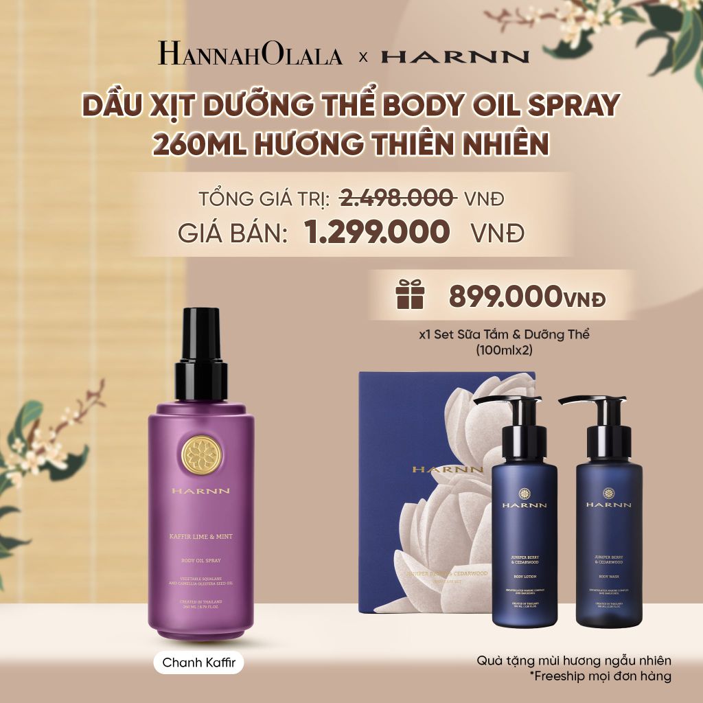  DẦU XỊT DƯỠNG THỂ BODY OIL SPRAY HARNN 260ML HƯƠNG THIÊN NHIÊN - GIÚP DƯỠNG ẨM CHUYÊN SÂU CHO CƠ THỂ - A2375 