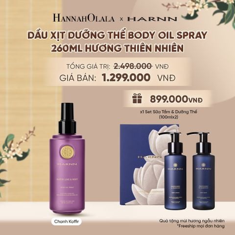  DẦU XỊT DƯỠNG THỂ BODY OIL SPRAY HARNN 260ML HƯƠNG THIÊN NHIÊN - GIÚP DƯỠNG ẨM CHUYÊN SÂU CHO CƠ THỂ - A2375 