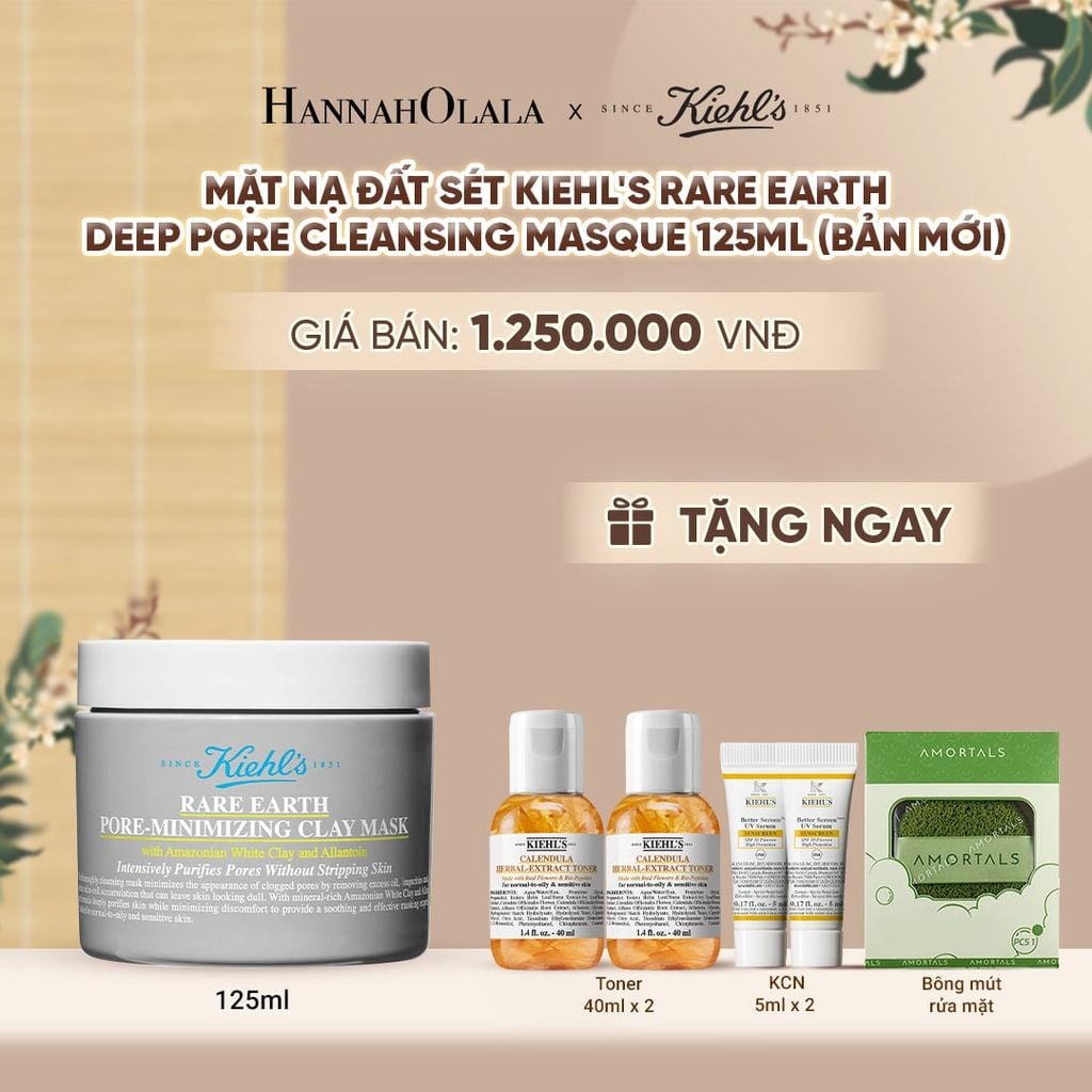  MẶT NẠ ĐẤT SÉT GIẢM DẦU & THU NHỎ LỖ CHÂN LÔNG KIEHL'S RARE EARTH DEEP PORE CLEANSING MASQUE 125ML (MỚI) - A296 