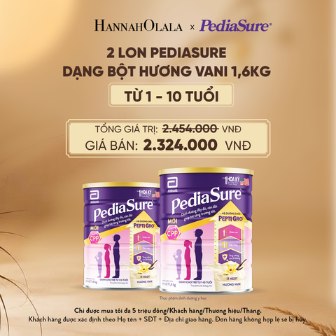 2 LON PEDIASURE DẠNG BỘT HƯƠNG VANI 1.6KG (DÙNG CHO BÉ 1-10 TUỔI) - E200 