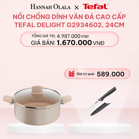  E80_DEAL 8.1: NỒI CHỐNG DÍNH VÂN ĐÁ CAO CẤP TEFAL DELIGHT G2934602, 24CM 