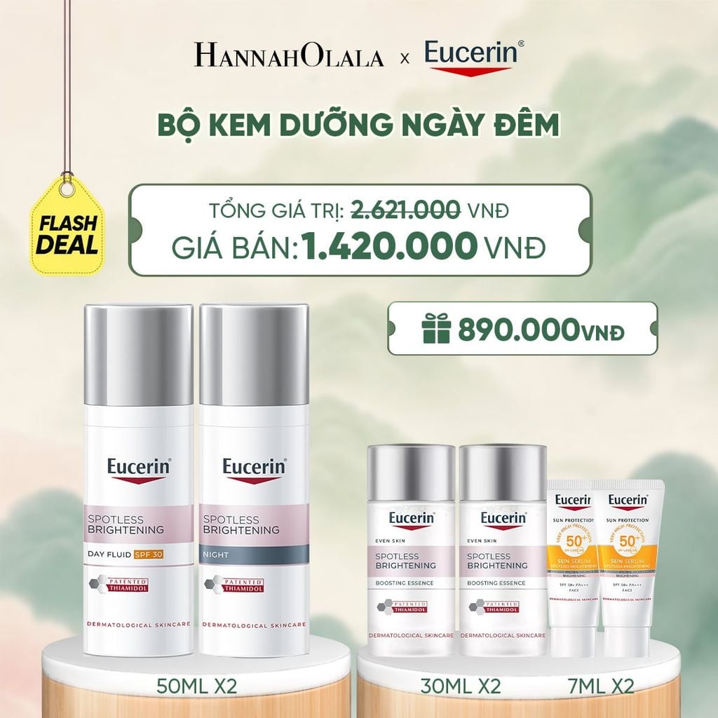  FD BỘ ĐÔI KEM DƯỠNG NGÀY GIẢM THÂM NÁM & SÁNG DA EUCERIN SPOTLESS BRIGHTENING SPF30 50ML & KEM DƯỠNG ĐÊM GIẢM THÂM NÁM & SÁNG DA EUCERIN SPOTLESS BRIGHTENING 50ML - A023 
