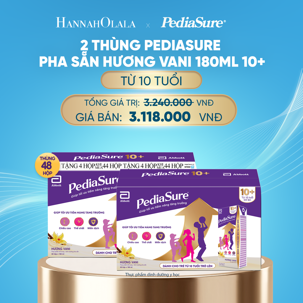  DEAL14: 2 THÙNG PEDIASURE PHA SẴN HƯƠNG VANI 180ML 10+ 