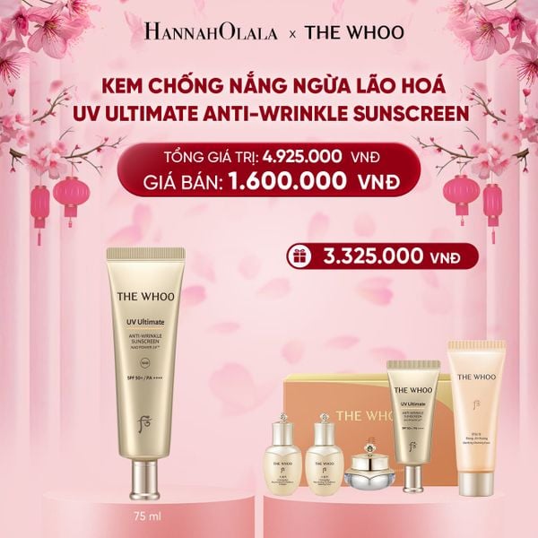  A365_DEAL 14: BỘ KEM CHỐNG NẮNG NGỪA LÃO HOÁ THE WHOO UV ULTIMATE ANTI-WRINKLE SUNSCREEN SPECIAL SET 75ML 