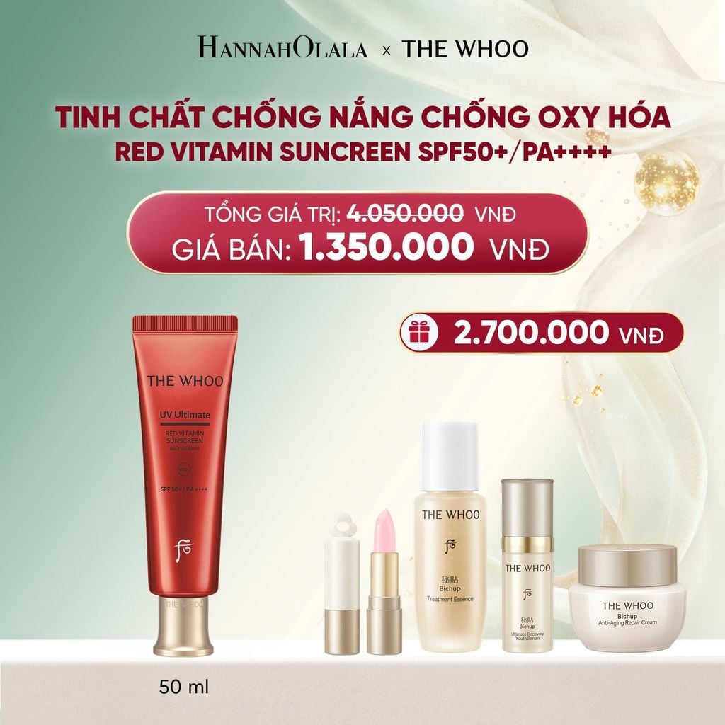  DEAL 14: TINH CHẤT CHỐNG NẮNG CHỐNG OXY HÓA THE WHOO RED VITAMIN SUNCREEN SPF50+/PA++++ 50ML 