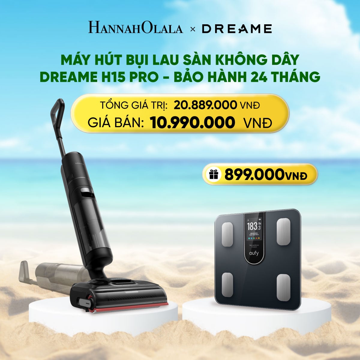A1283_deal 11: dreame h15 pro máy hút bụi lau sàn không dây giặt nóng bh 24 tháng