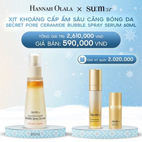  DEAL 14: XỊT KHOÁNG CẤP ẨM SÂU CĂNG BÓNG DA SU:M37 SECRET PORE CERAMIDE BUBBLE SPRAY SERUM 60ML 