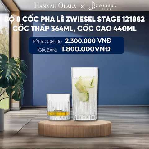  BỘ 8 CỐC PHA LÊ ZWIESEL STAGE 121882 CỐC THẤP 364ML, CỐC CAO 440ML 
