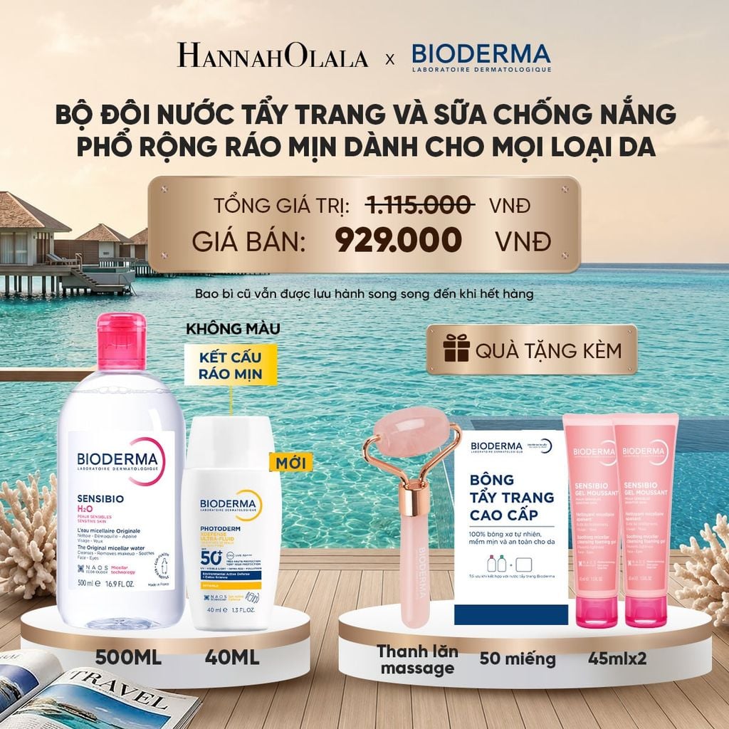  BỘ ĐÔI NƯỚC TẨY TRANG VÀ SỮA CHỐNG NẮNG PHỔ RỘNG RÁO MỊN CHO MỌI LOẠI DA (CHỌN MÀU)_ D905 