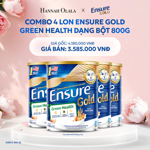 E203: COMBO 4 LON ENSURE GOLD DẠNG BỘT 800G (GREEN HEALTH) 