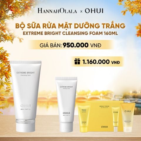  BỘ SỮA RỬA MẶT DƯỠNG TRẮNG OHUI EXTREME BRIGHT CLEANSING FOAM 160ML - E2179 
